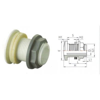 Attacco per serbatoi/passaparete filetto M 1/2' PN10 BUCCHI