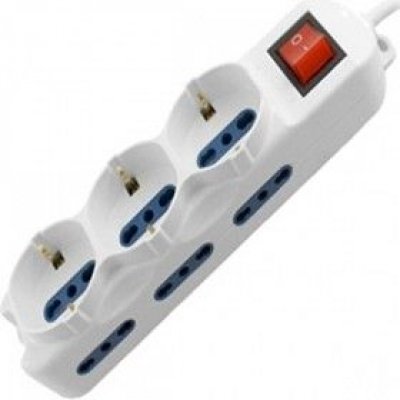 Multipresa 3 + 6 prese bivalenti e Schuko con interruttore e cavo mt 1,5