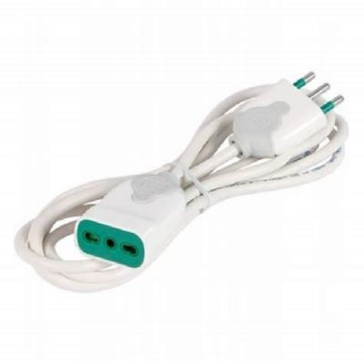 Prolunga lineare mt 3,0 cavo 3x1 bianca spina 16 A e presa bipasso 10-16 A