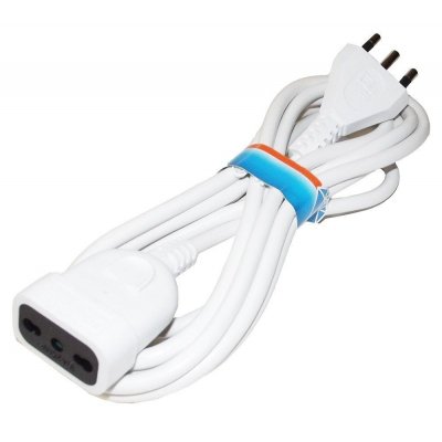 Prolunga lineare mt 15,0 cavo 3x1 bianca spina 16 A e presa bipasso 10-16 A