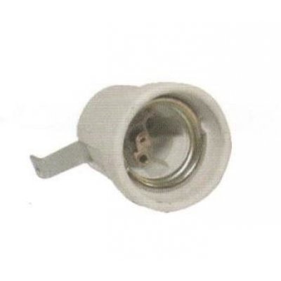 Portalampda in porcellana attacco E27 con staffa metallica