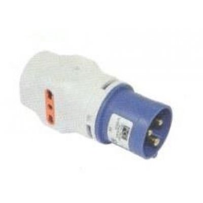 Adattatore industriale da spina 2P+T 16 A CEE blu a 2 presa 2P+T 16A + 1 Schuko