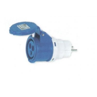 Adattatore industriale diritto spina Schuko presa monofase CEE 2P+T