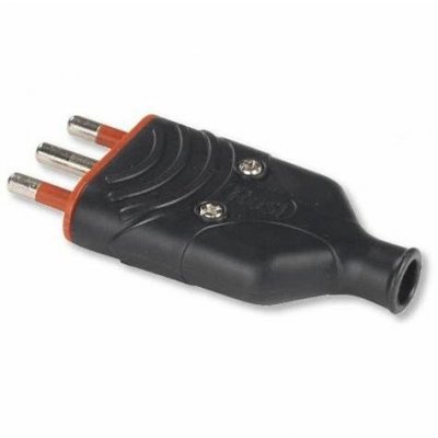 Spina 2P+T 10 A in gomma antischiacciamento ELAPLUG colore bianco