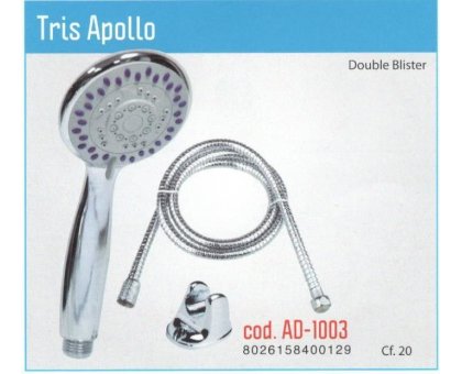 Set 3 pezzi flessibile+supporto+doccetta modello APOLLO