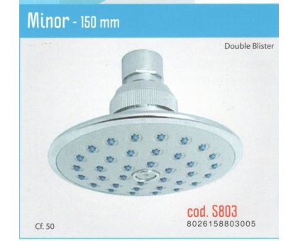 Soffione a pioggia anticalcare Ø 150 mm modello MINOR