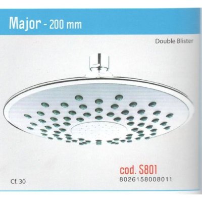 Soffione a pioggia anticalcare Ø 200 mm modello MAJOR