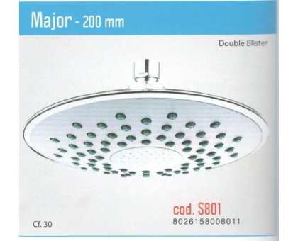 Soffione a pioggia anticalcare Ø 200 mm modello MAJOR
