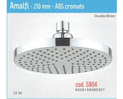 Soffione a pioggia anticalcare Ø 210 mm modello AMALFI