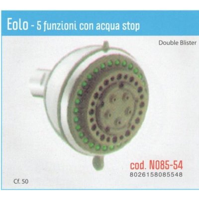 Soffione anticalcare a 5 getti con ACQUASTOP EOLO con snodo