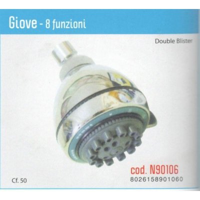 Soffione anticalcare a 8 getti GIOVE con snodo