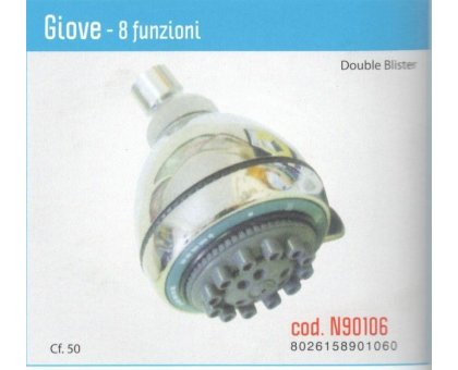 Soffione anticalcare a 8 getti GIOVE con snodo
