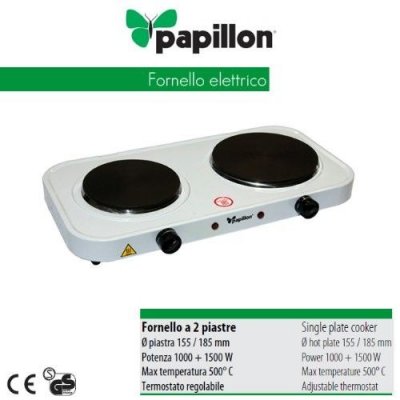 Fornello elettrico a 2 piastre PAPILLON 1000-1500 W