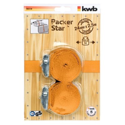 Set 2 cinghie con fibbia mm 25 x mt 2,5 in poliestere resistente KWB 983200