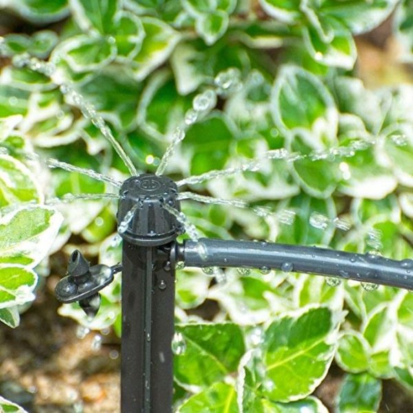 Spruzzatore regolabile su astina con erogazione ad ombrello per irrigazione vasi