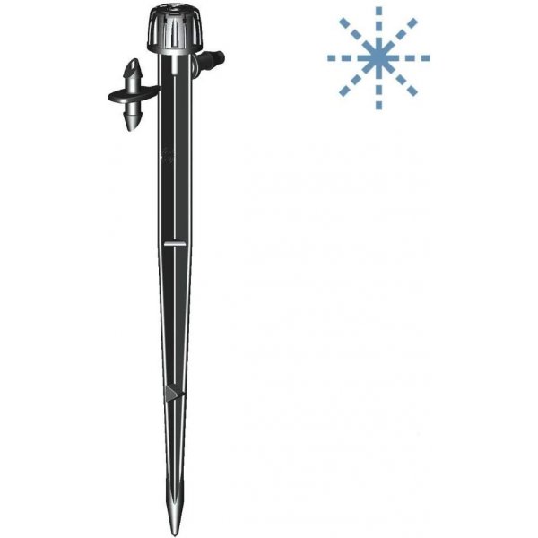 Spruzzatore regolabile su astina con erogazione ad ombrello per irrigazione vasi