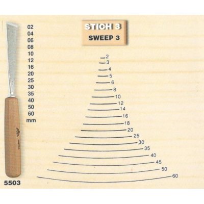 Sgorbia da intaglio legno figura 3 mm 9 STUBAI