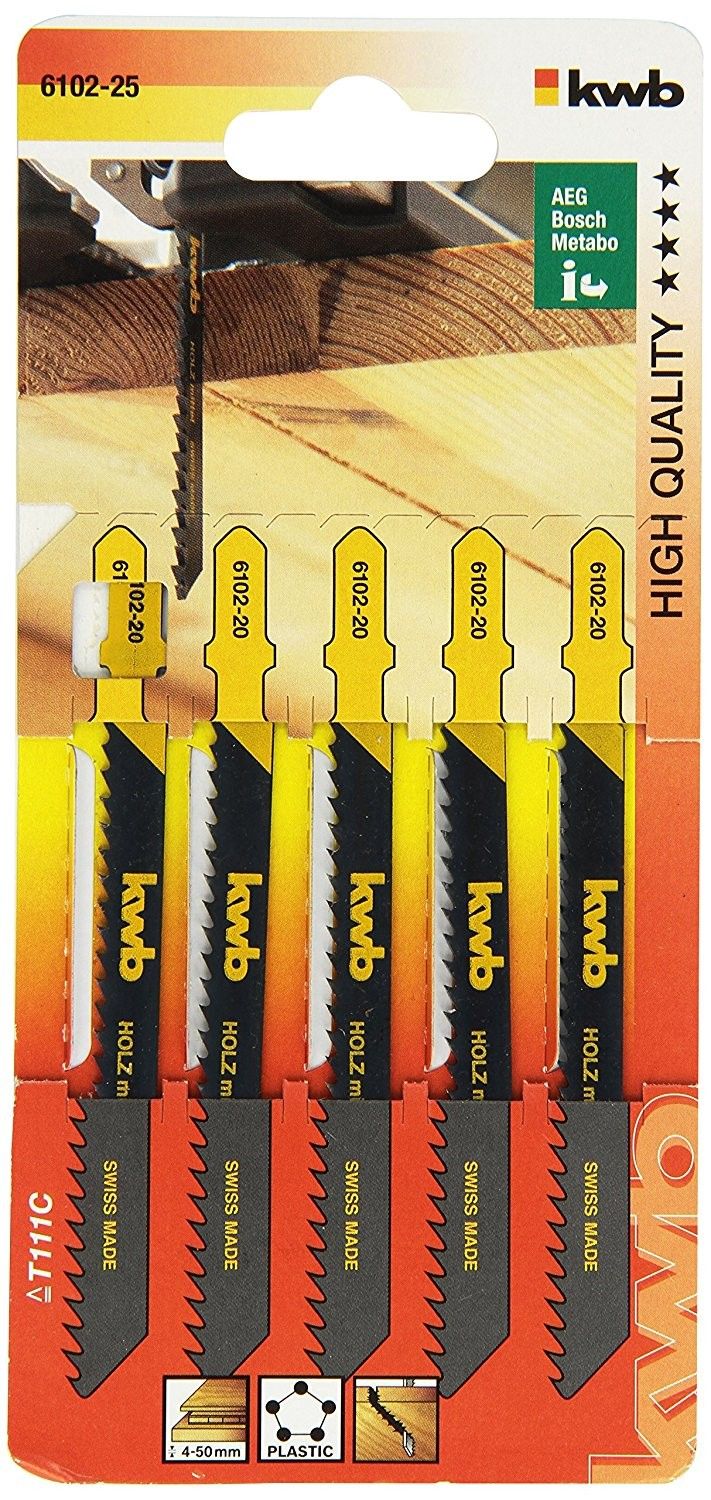 Set 5 lame seghetto HCS attacco T passo 3,0 KWB 610225