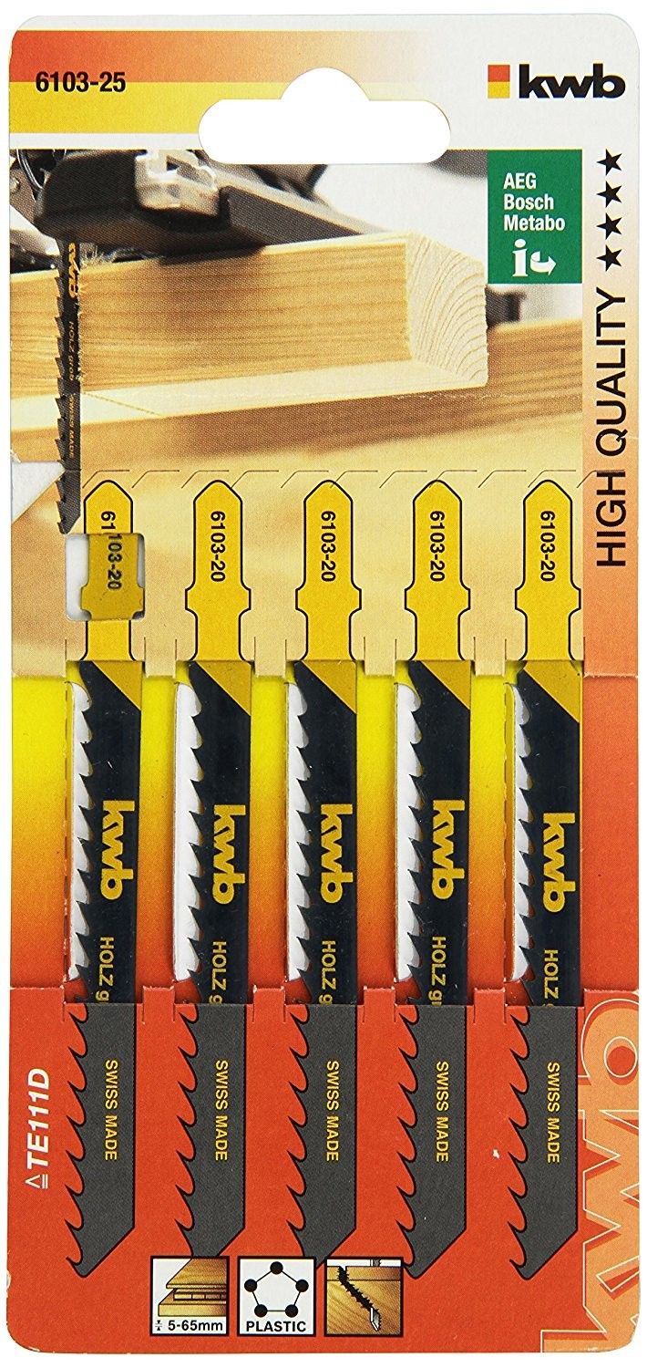 Set 5 lame seghetto HCS attacco T passo 4,0 KWB 610325