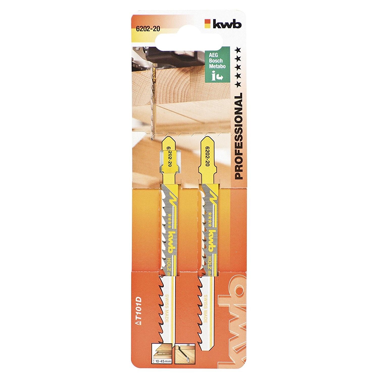 Set 2 lame seghetto HCS attacco T passo 4,0 per legno KWB 620220