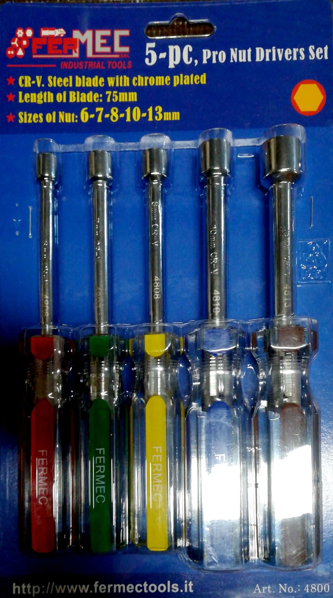 Set 5 pezzi chiavi a bussola corte impugnatura colorata