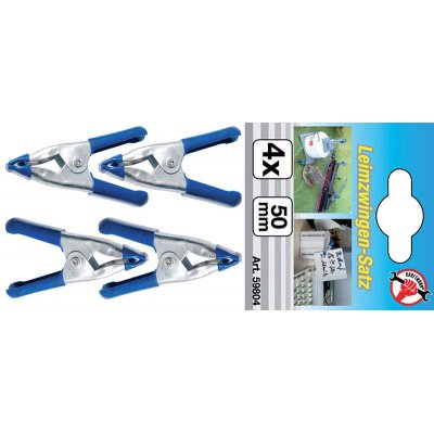 Set 4 morsetti a molla mm 50 a pinza in metallo