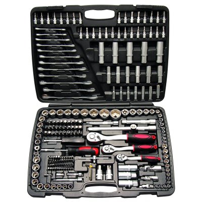 Cassetta utensili 216 pz con cricchetti e bussole attacco 1/2' 1/4' 3/8' BGS 15216