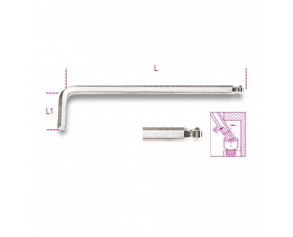 Chiave a brugola tipo lungo mm 6 con estremità sferica satinata BETA 96BPC 000960346