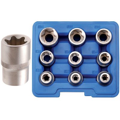 Serie 9 pezzi bussole attacco 1/2' TORX femmina BGS6425