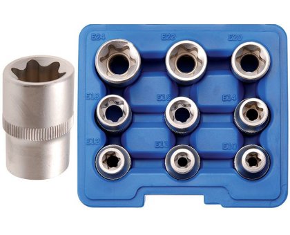 Serie 9 pezzi bussole attacco 1/2' TORX femmina BGS6425