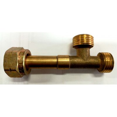 Raccordo 2 vie girello F 20x14 sn con 2 uscite M 20x14 sinistre