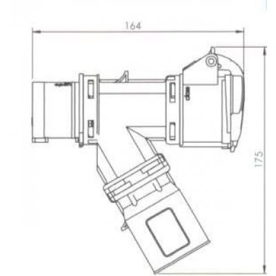 Adattatore spina CEE 2P+T con presa CEE e presa bipasso+schuko