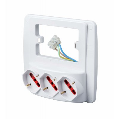 Presa multipla da parete Emilia Smart con prese bivalenti 10/16 A, compatibile con tutte le placche 3 Posti (3 prese schuko Bianca)