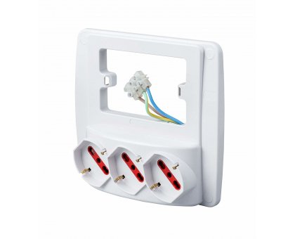 Presa multipla da parete Emilia Smart con prese bivalenti 10/16 A, compatibile con tutte le placche 3 Posti (3 prese schuko Bianca)
