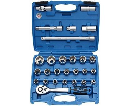 Valigetta 27 pezzi cricco e bussole mm 8-32 attacco 1/2' BGS2224
