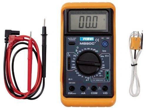 Multimetro Digitale Con Sonda Per Misurazione Temperatura, Continuita' Sonora e Controllo Diodi FERVI T050