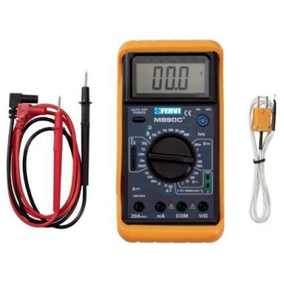 Multimetro Digitale Con Sonda Per Misurazione Temperatura, Continuita' Sonora e Controllo Diodi FERVI T050