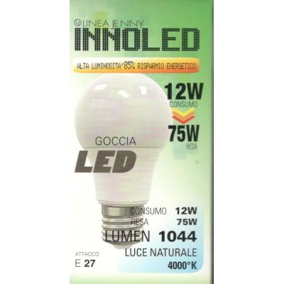 Lampadina LED GOCCIA 12w E27 Luce naturale 4000 K