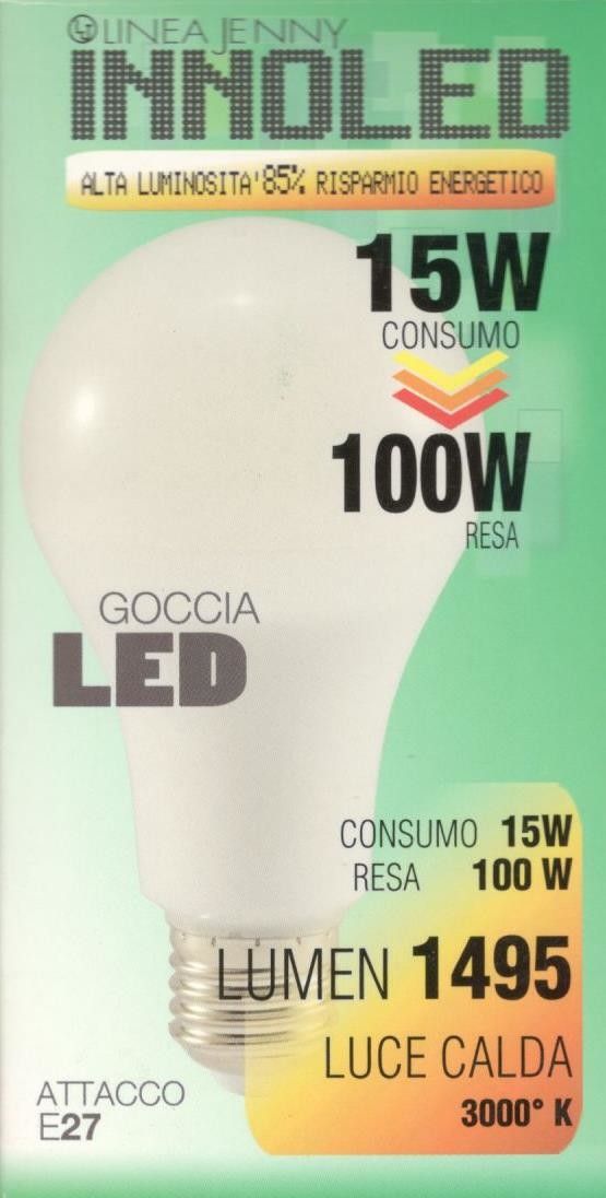 Lampadina LED GOCCIA 15w E27 Luce calda 3000 K