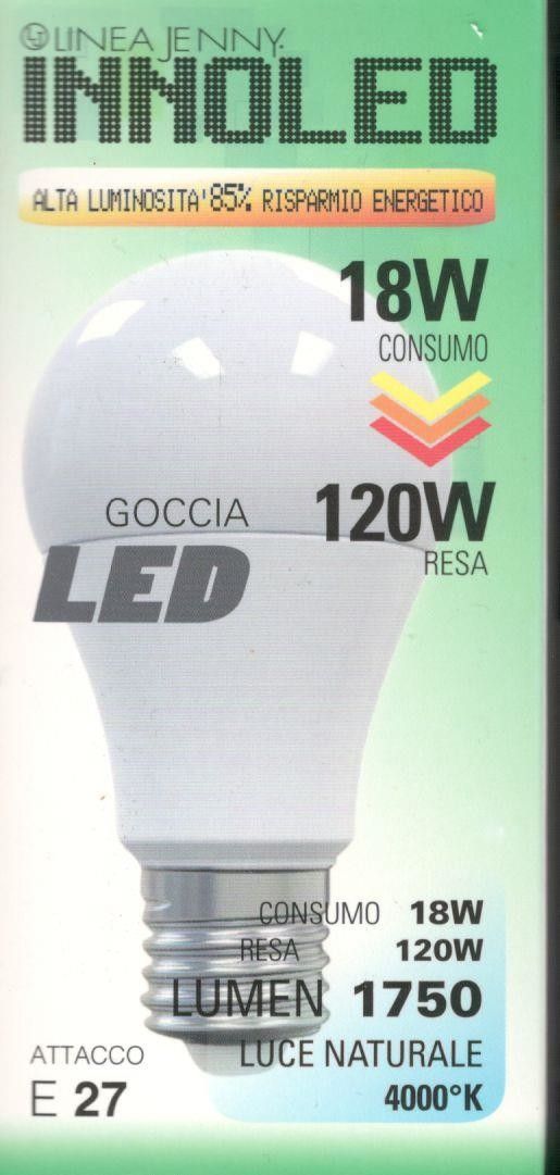 Lampadina LED GOCCIA 18w E27 Luce naturale 4000 K