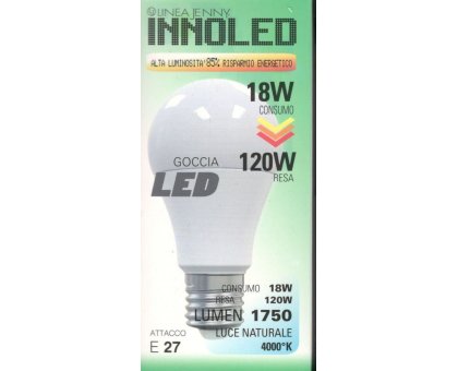 Lampadina LED GOCCIA 18w E27 Luce naturale 4000 K