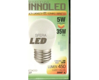 Lampadina LED SFERA 5w E27 Luce calda 3000 K