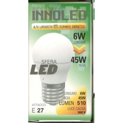 Lampadina LED SFERA 6w E27 Luce calda 3000 K