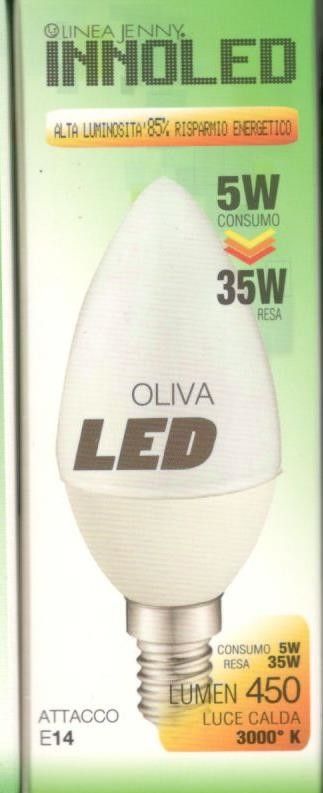 Lampadina LED OLIVA 5w E14 Luce calda 3000 K