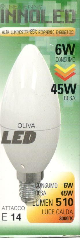 Lampadina LED OLIVA 6w E14 Luce calda 3000 K