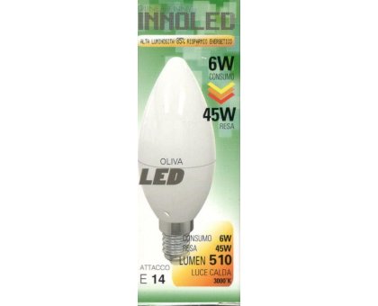 Lampadina LED OLIVA 6w E14 Luce calda 3000 K