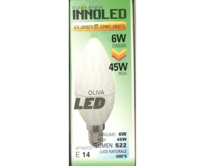 Lampadina LED OLIVA 6w E14 Luce naturale 4000 K