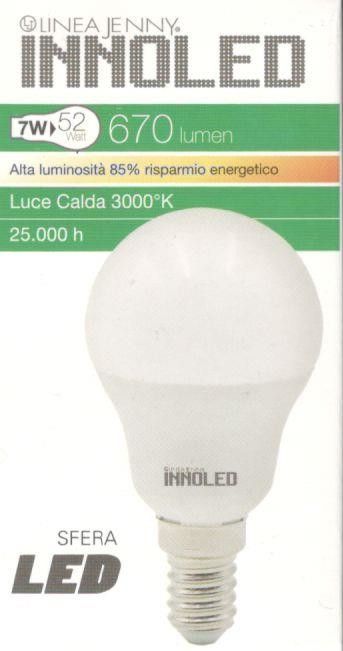 Lampadina LED SFERA 7w E14 Luce calda 3000 K