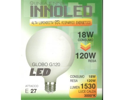 Lampadina LED GLOBO 18w E27 Luce calda 3000 K