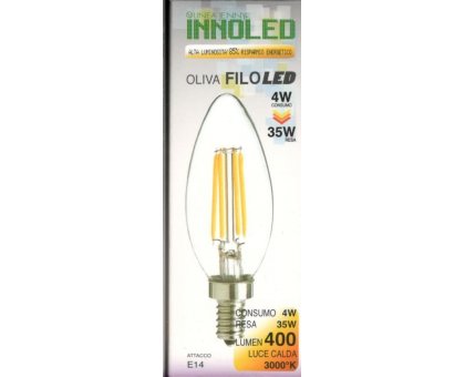 Lampadina FILOLED OLIVA 4w E14 Luce calda 3000K